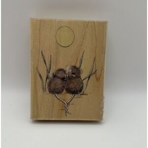 Stampabilities House Mouse Together Under The Moon HMUR1006 Wood Rubber Stamp